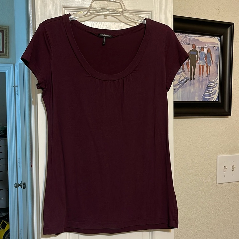 Dark plum semi-fitted blouse